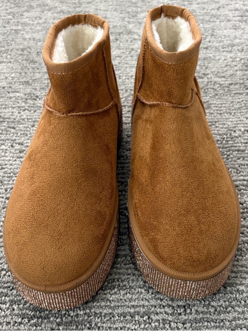 Suede Platform Ankle Boots in Chestnut Brown